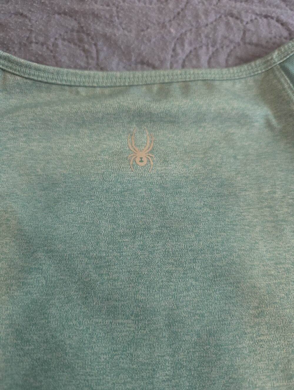 Spyder teal athletic tank top features breathable mesh panels on the shoulders. - Picture 4 of 5